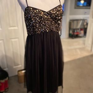 Alex evenings black and gold sequins dress size 10